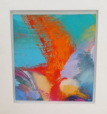 Colorful acrylic abstract painting 'Bagatelle' by UK artist Stella Hidden
