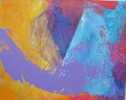 Stella Hidden's colorful acrylic abstract painting 'Improvisation'
