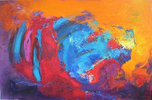 Stella Hidden's colourful acrylic abstract painting 'Musical Essay 3'
