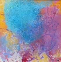 Colorful acrylic abstract painting 'Prelude 1' by UK artist Stella Hidden