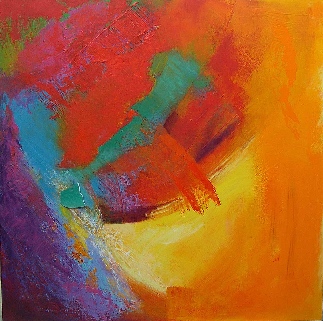 Colorful acrylic abstract painting 'Riches' by UK artist Stella Hidden