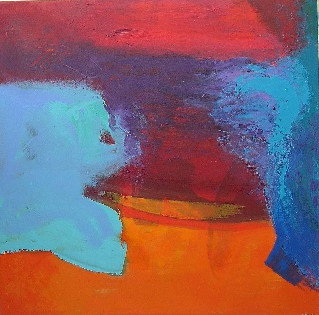 Colourful acrylic abstract painting 'Rock' by UK artist Stella Hidden