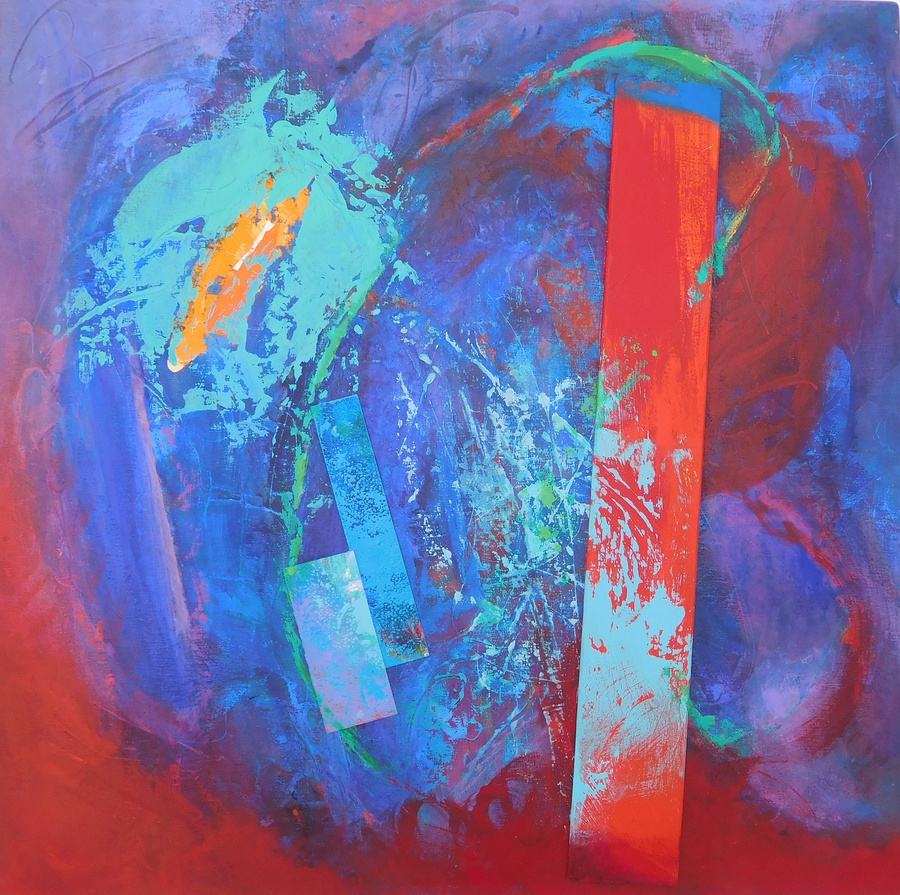 Colourful acrylic abstract painting 'Take It Easy' by UK artist Stella Hidden