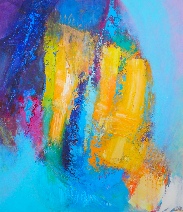 Colourful acrylic abstract painting 'Yesterday' by UK artist Stella Hidden
