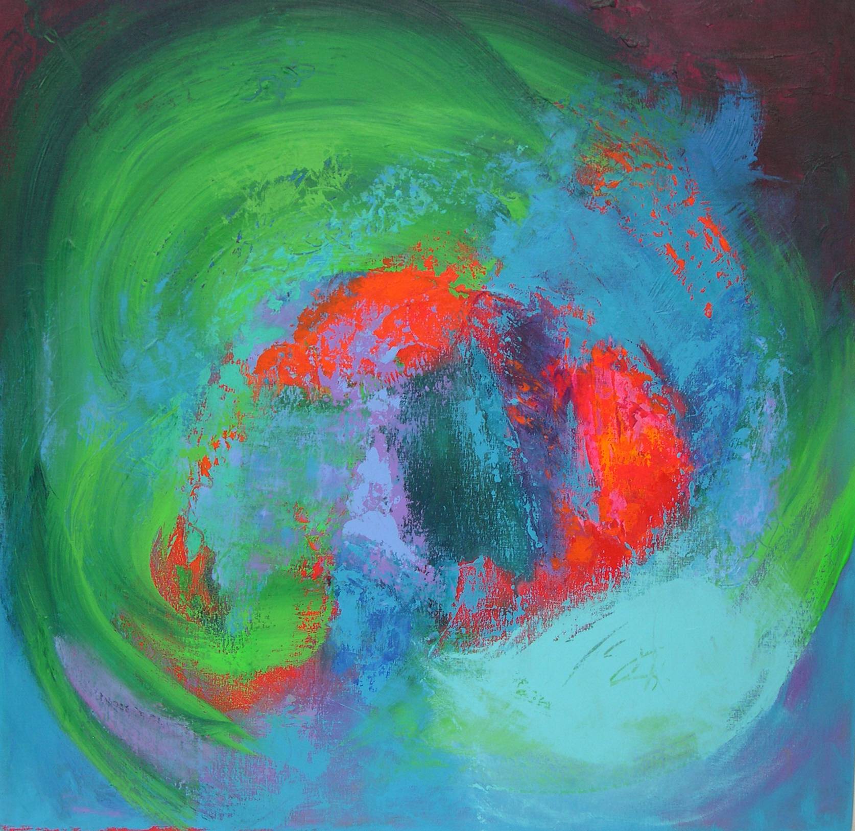 Colorful acrylic abstract painting 'Enigma' by UK artist Stella Hidden