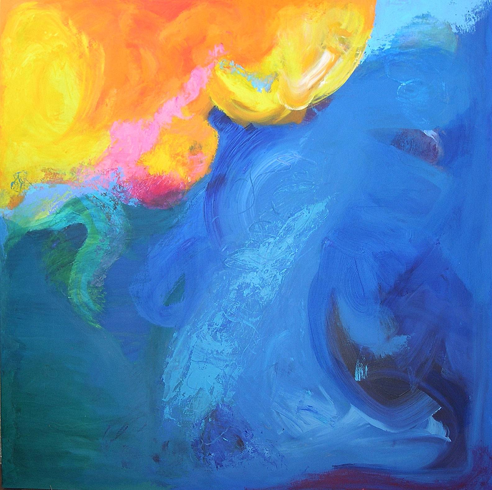 Colorful acrylic abstract painting 'Sea Symphony' by UK artist Stella Hidden