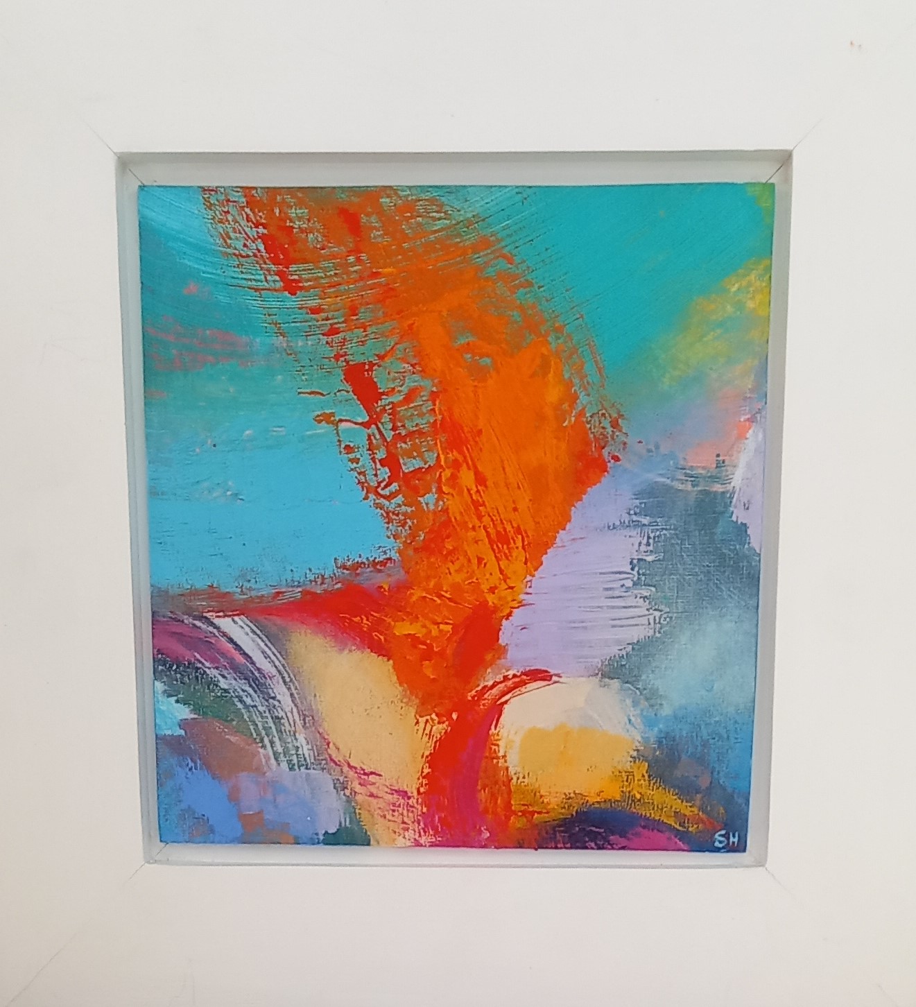 Colorful acrylic abstract painting 'Bagatelle' by UK artist Stella Hidden