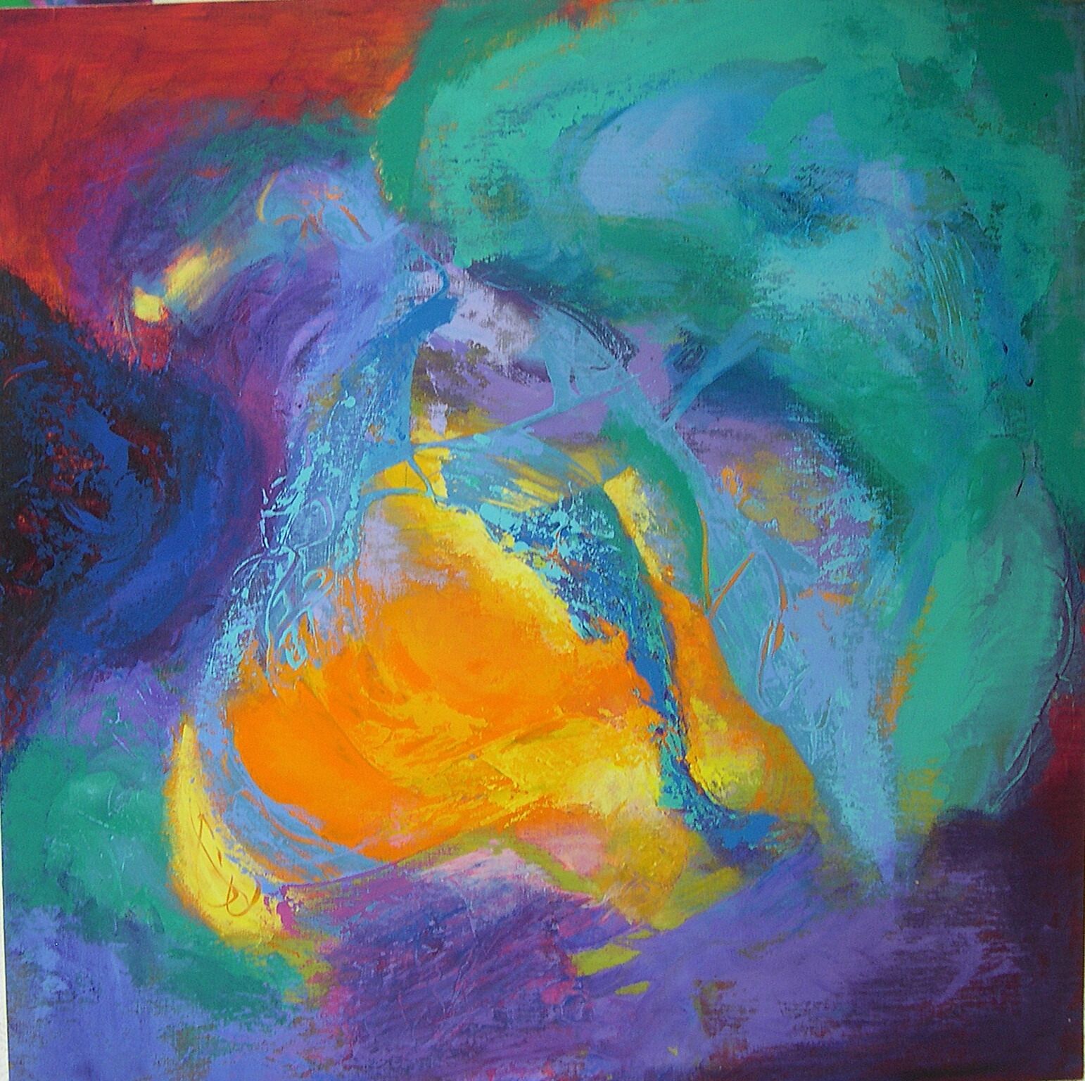 Colorful acrylic abstract painting 'Carousel' by UK artist Stella Hidden