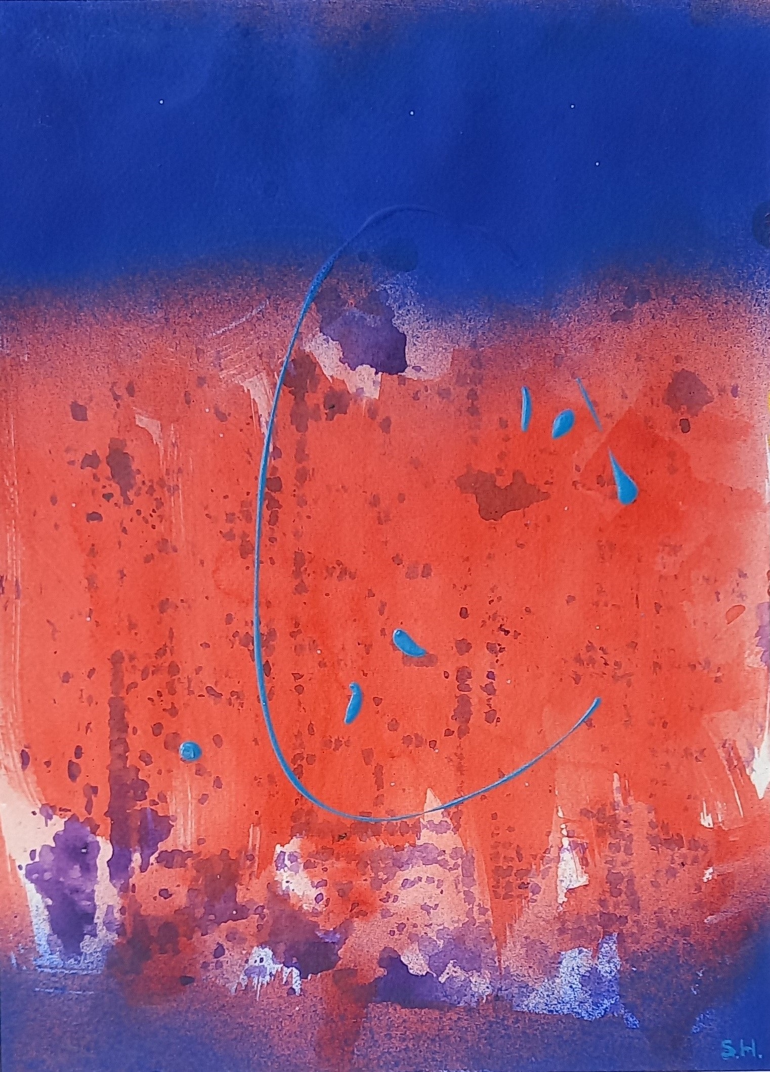 Colorful acrylic abstract painting 'City Lights' by UK artist Stella Hidden