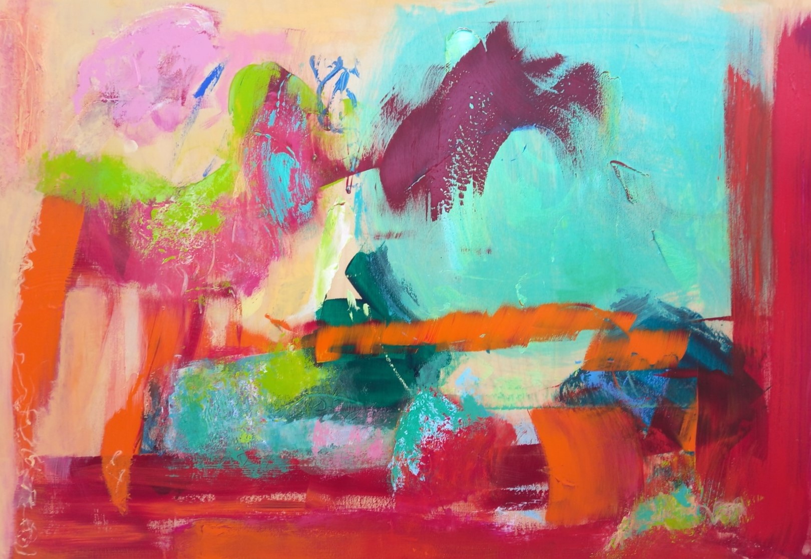 Colorful acrylic abstract painting 'City I Remember' by UK artist Stella Hidden