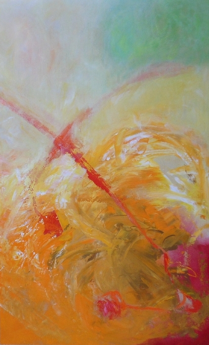 Colorful acrylic abstract diptych painting 'Connected - 2' by UK artist Stella Hidden