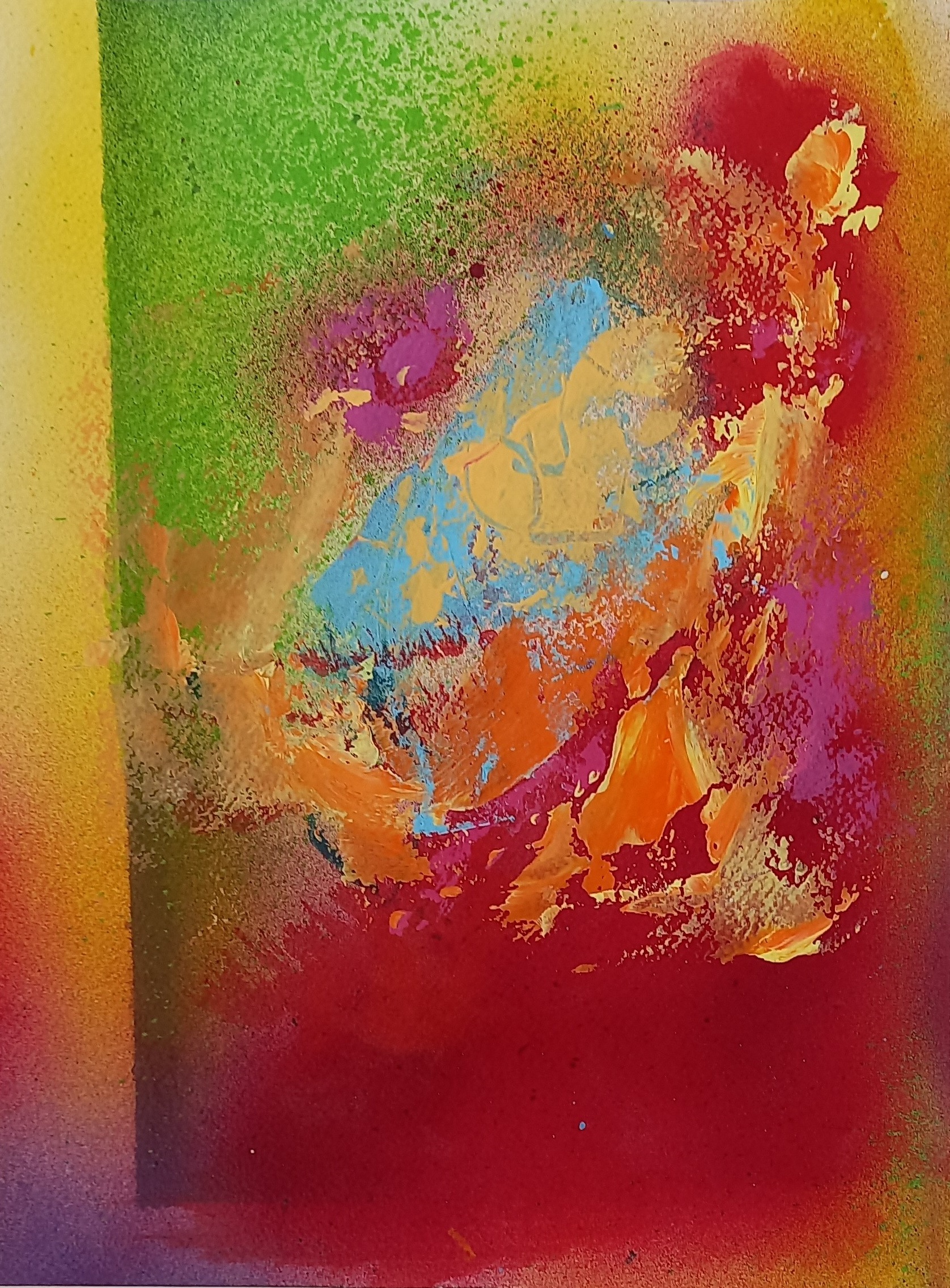 Colorful acrylic abstract painting 'Dawn Chorus' by UK artist Stella Hidden