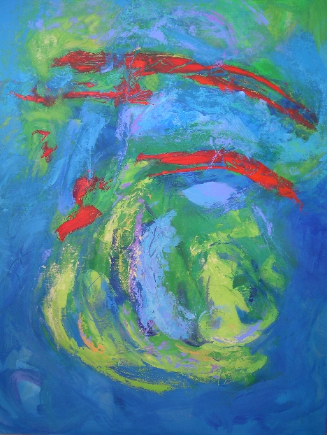 Colorful acrylic abstract painting 'Day Full of Time' by UK artist Stella Hidden