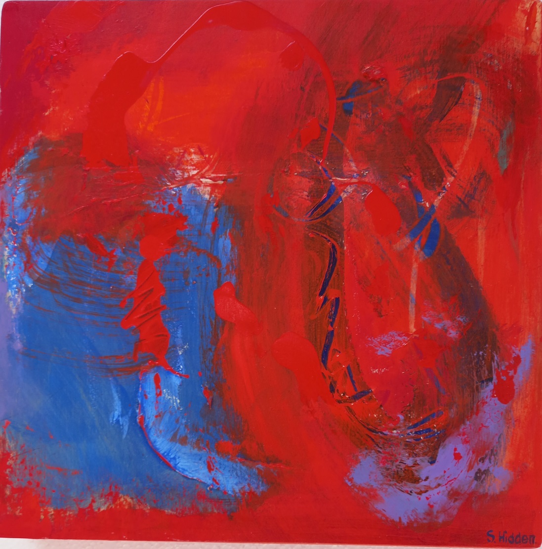 Colorful acrylic abstract painting 'Deep Harmony' by UK artist Stella Hidden