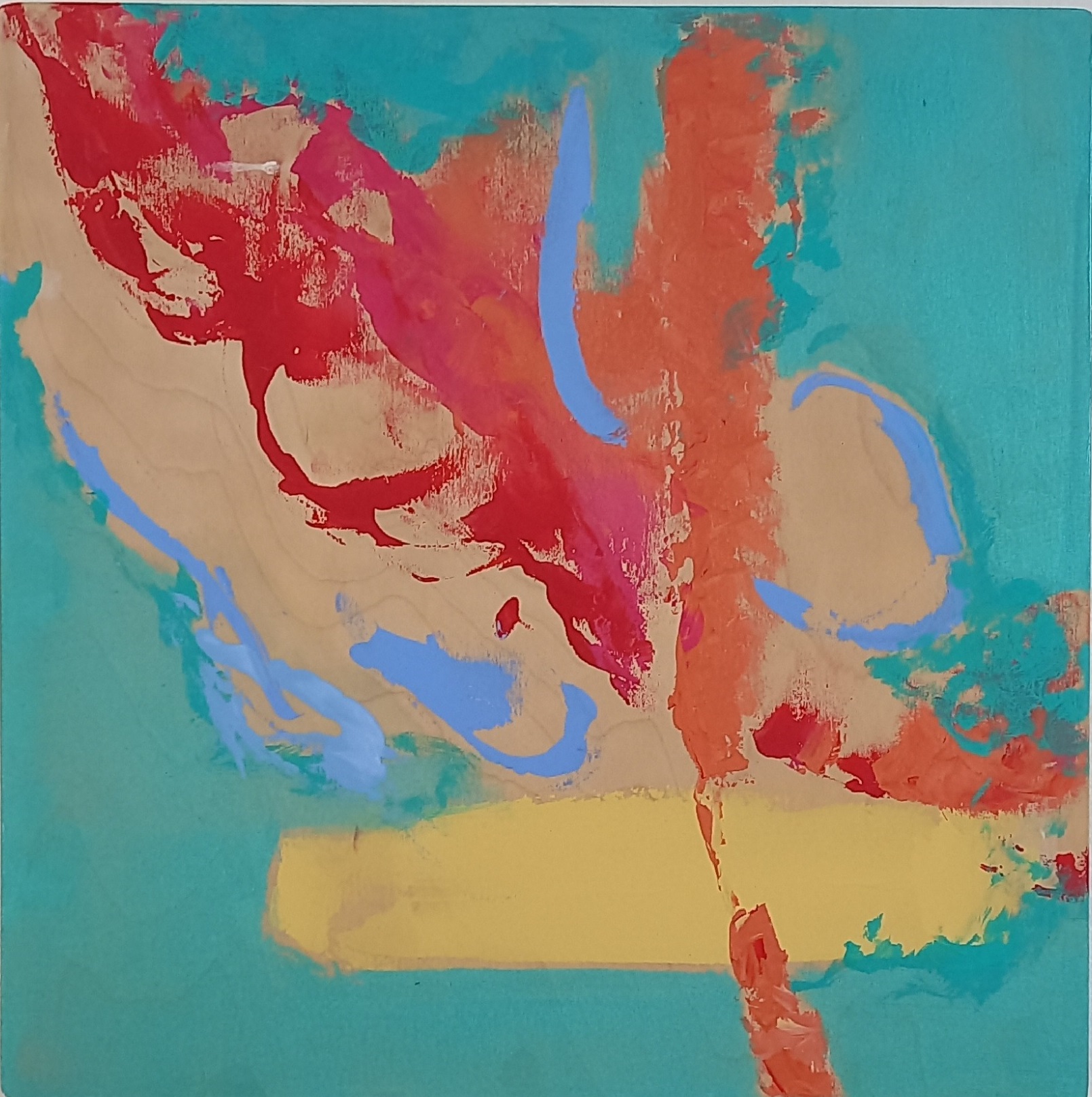 Colorful acrylic abstract painting 'Fab Company' by UK artist Stella Hidden