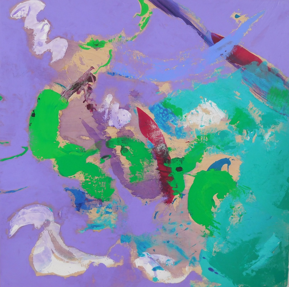 Colorful acrylic abstract painting 'Full of Space' by UK artist Stella Hidden