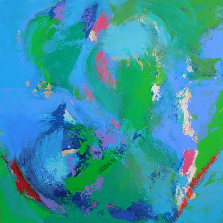 Colourful acrylic abstract painting 'Harmonic Melody' by UK artist Stella Hidden