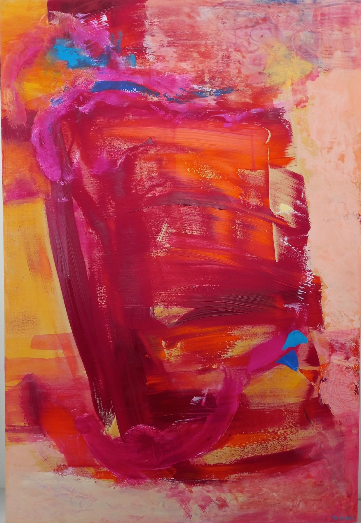 Colorful acrylic abstract painting 'Hustle & Bustle' by UK artist Stella Hidden