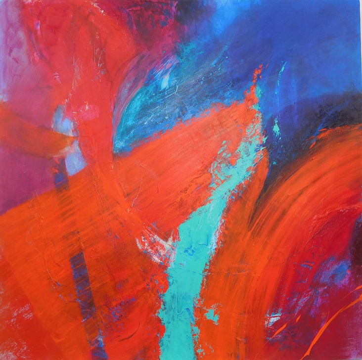 Colourful acrylic abstract painting 'Let It Be' by UK artist Stella Hidden