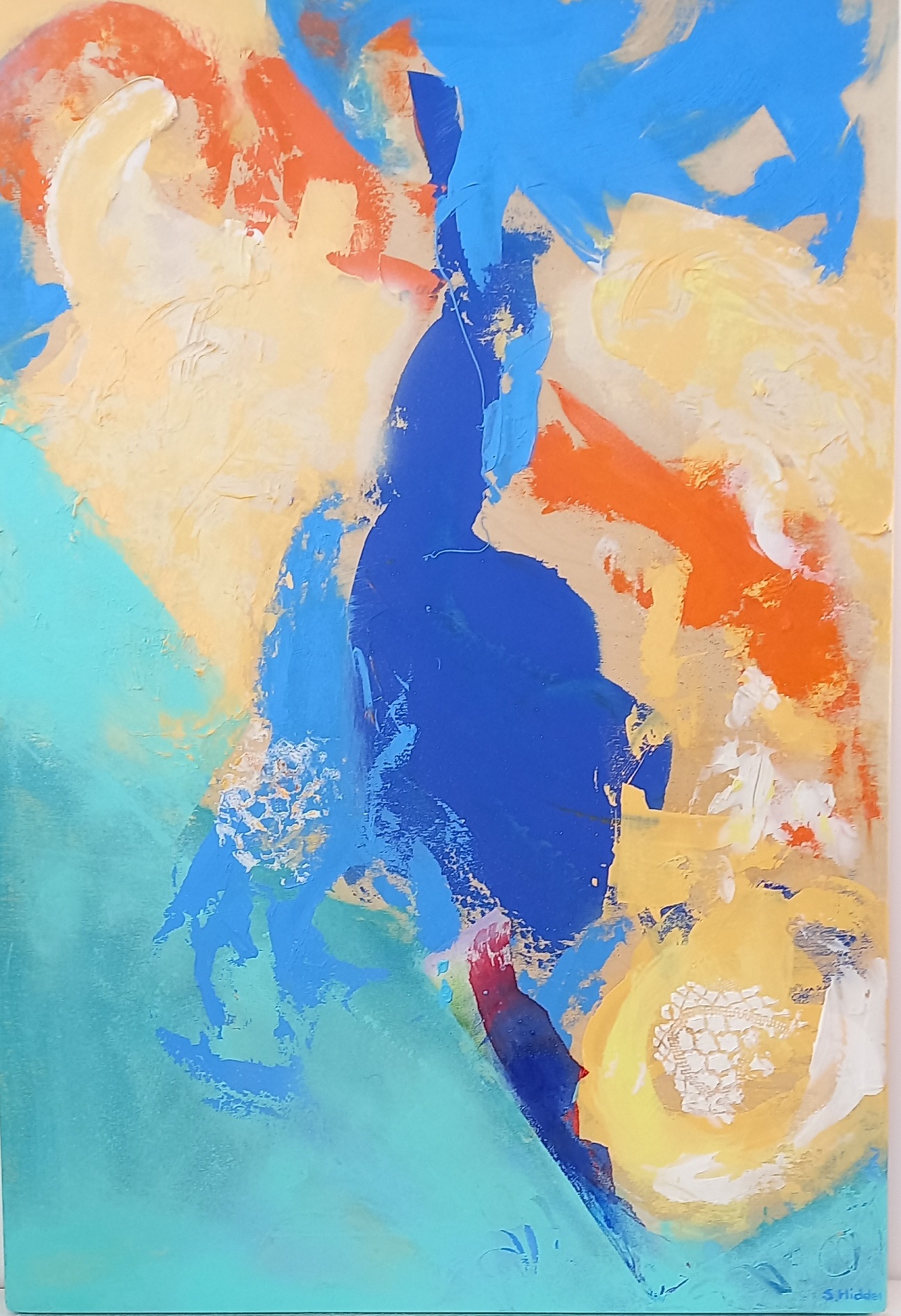 Colorful acrylic abstract painting 'About Matisse' by UK artist Stella Hidden