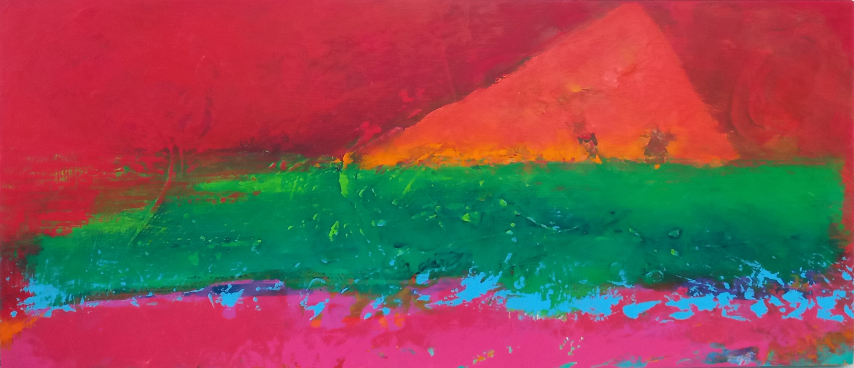 Colorful acrylic abstract painting 'Mirage II' by UK artist Stella Hidden