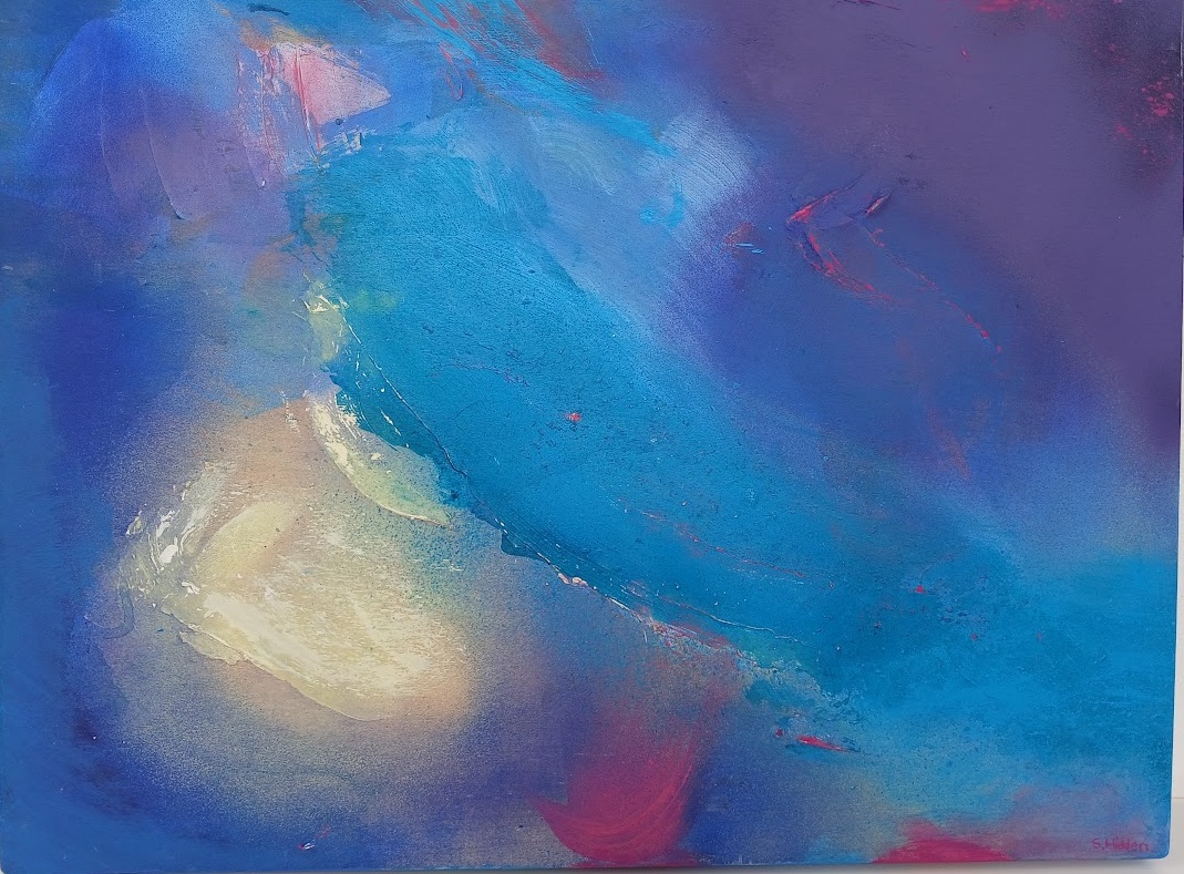 Colorful acrylic abstract painting 'Moonlight' by UK artist Stella Hidden