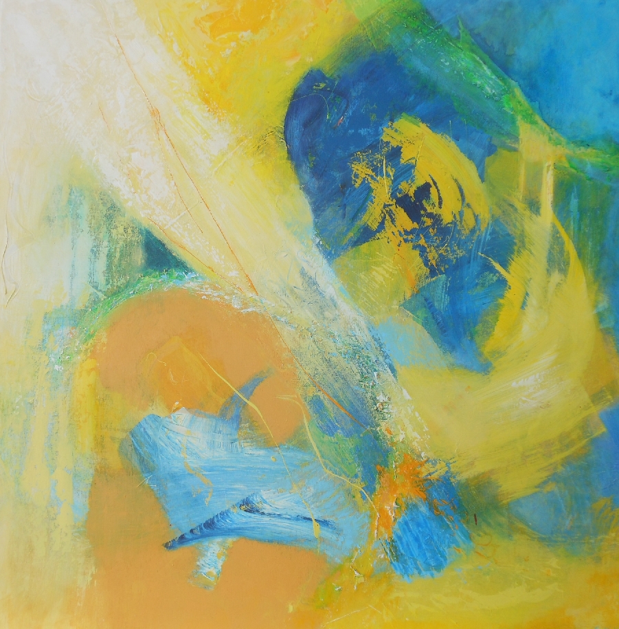 Colorful acrylic abstract painting 'Optimism - Romance' by UK artist Stella Hidden