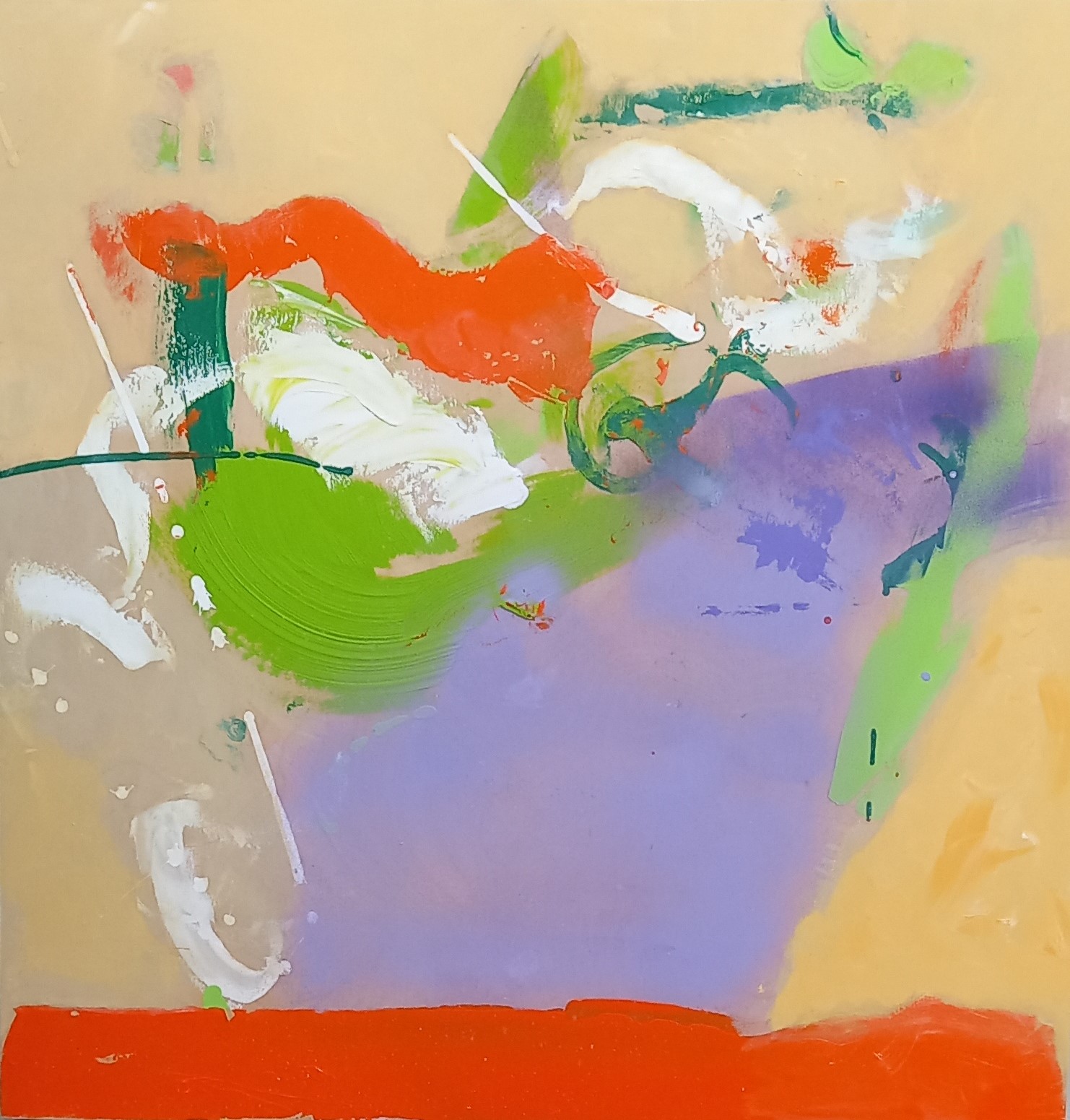 Colorful acrylic abstract painting 'Overflowing' by UK artist Stella Hidden