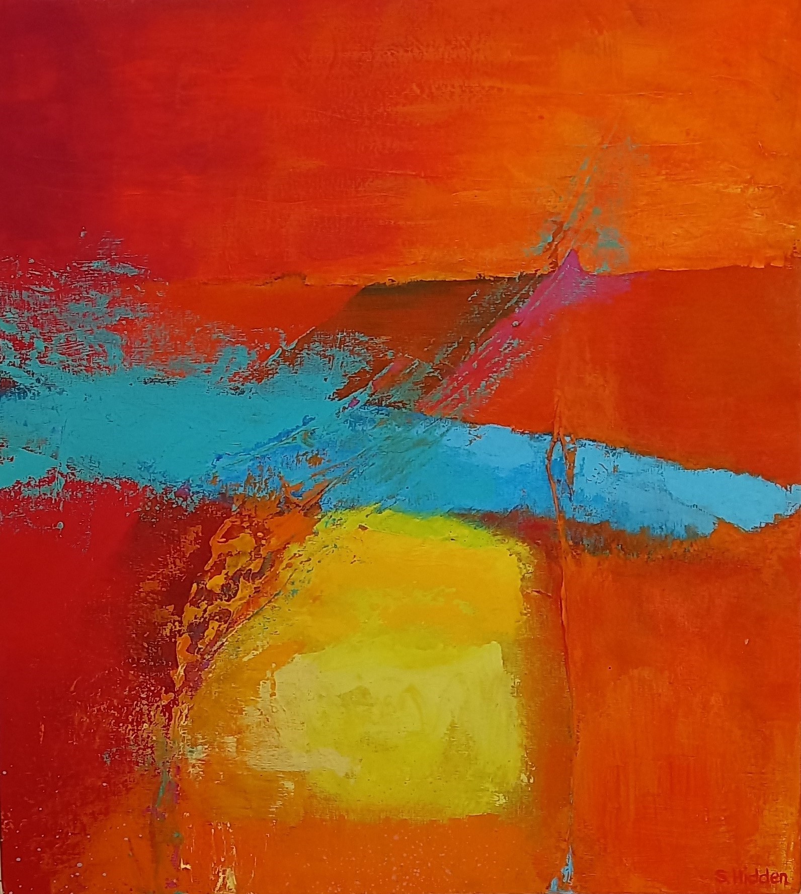 Colorful acrylic abstract painting 'Poetry of Silence' by UK artist Stella Hidden