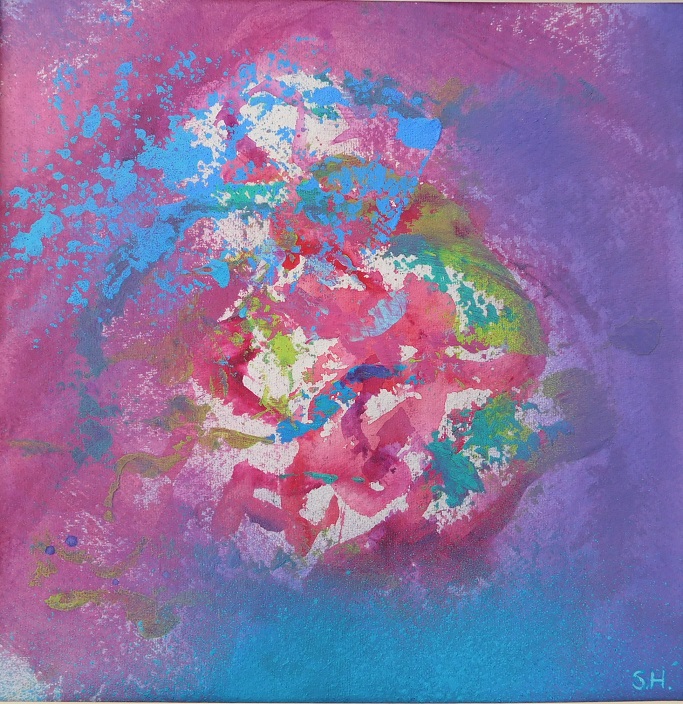 Colorful acrylic abstract painting 'Prelude 3' by UK artist Stella Hidden