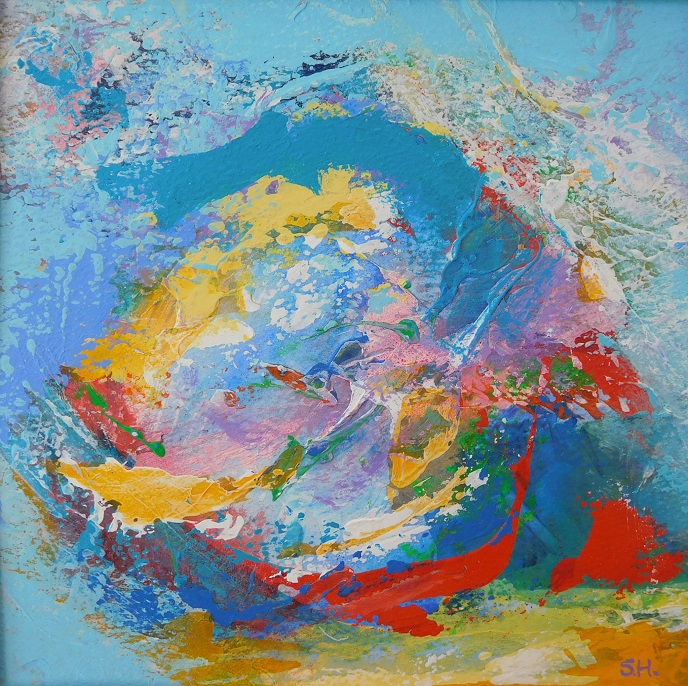 Colorful acrylic abstract painting 'Prelude 4' by UK artist Stella Hidden