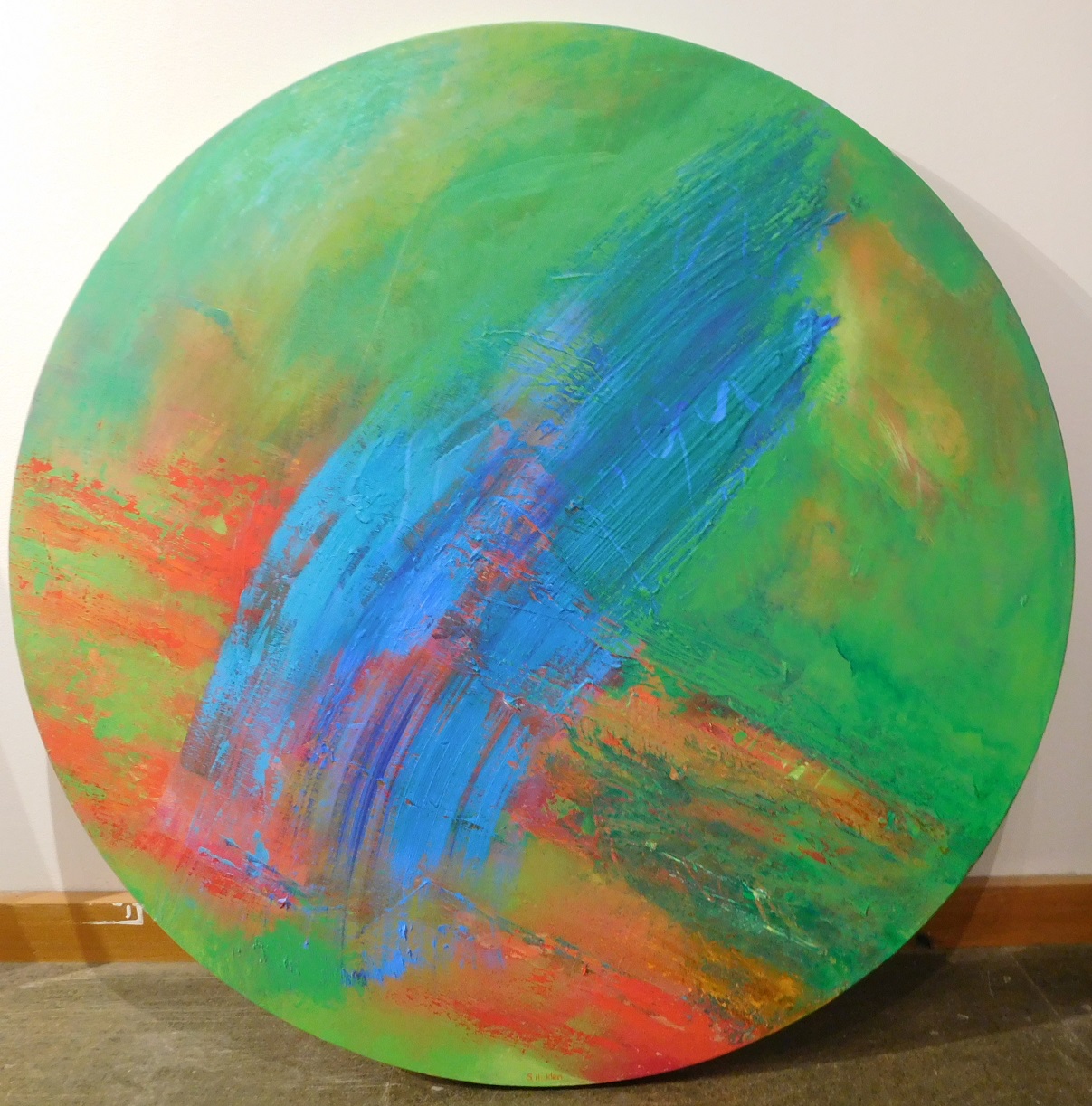 Colorful acrylic abstract painting 'Rich Harmony II' by UK artist Stella Hidden