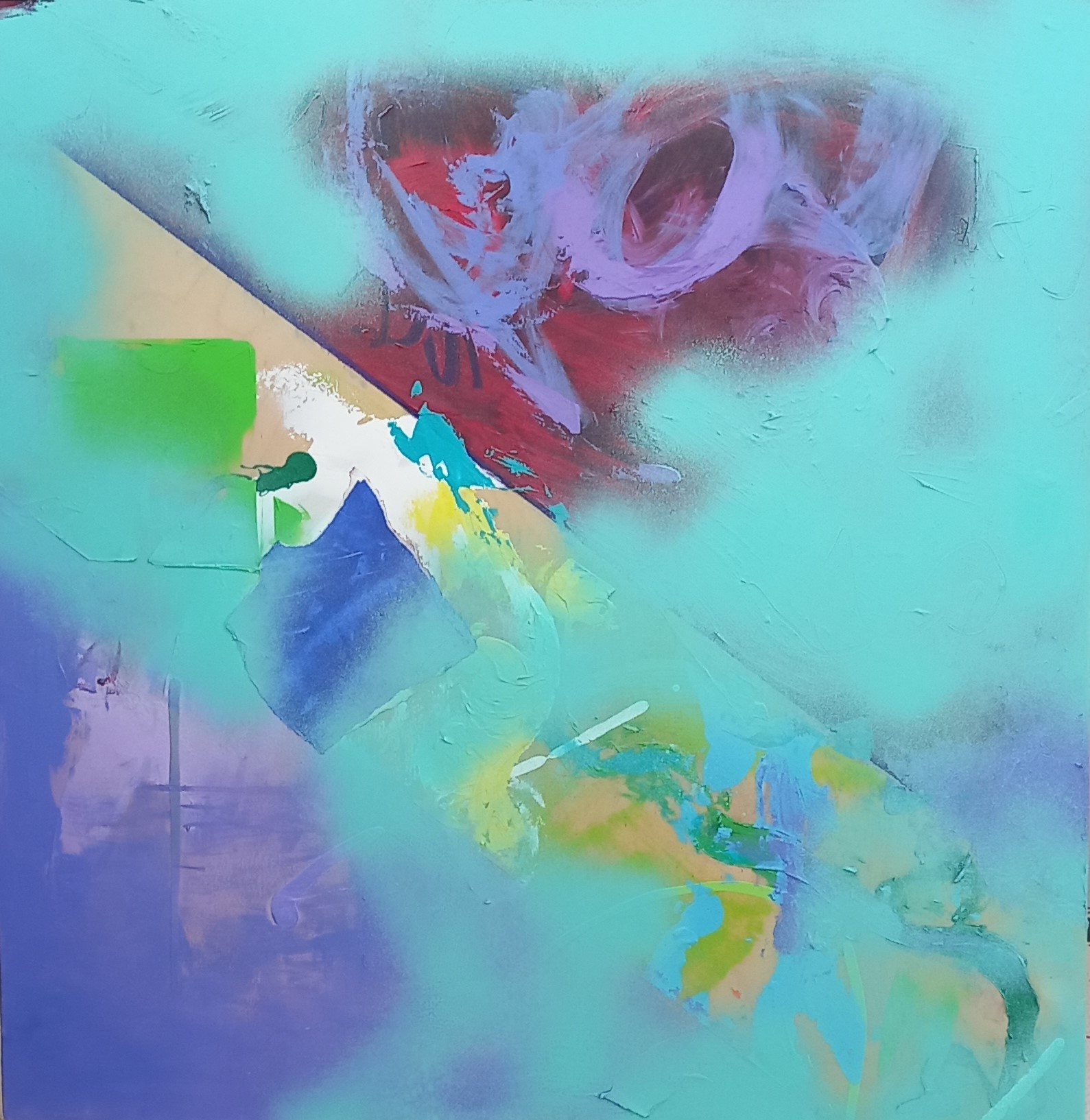 Colorful acrylic abstract painting 'Sound of Light' by UK artist Stella Hidden