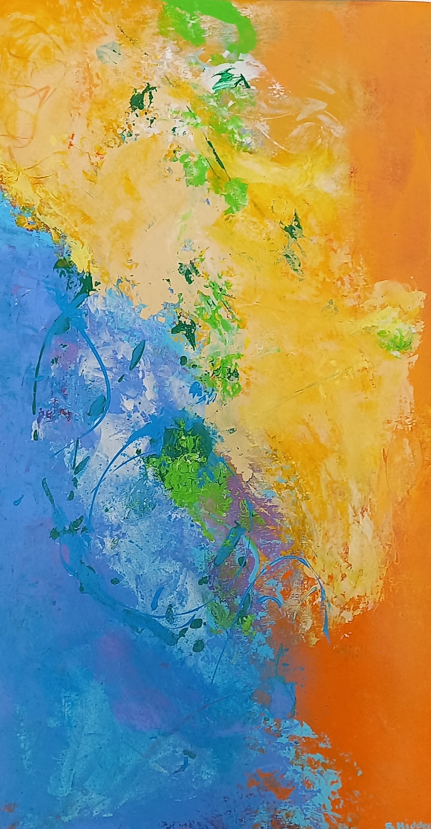 Colorful acrylic abstract painting 'Summer Delight' by UK artist Stella Hidden