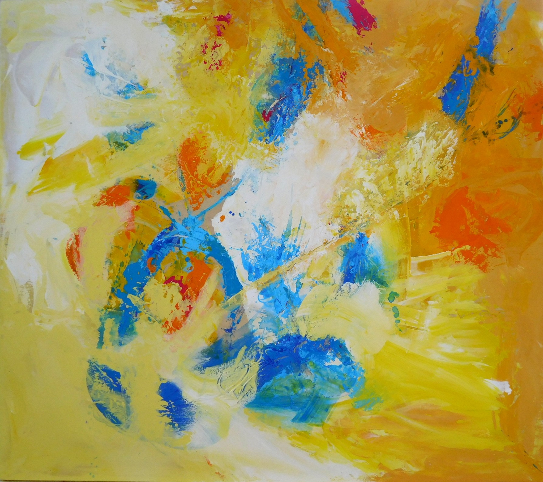 Colorful acrylic abstract painting 'Summer Fragment' by UK artist Stella Hidden