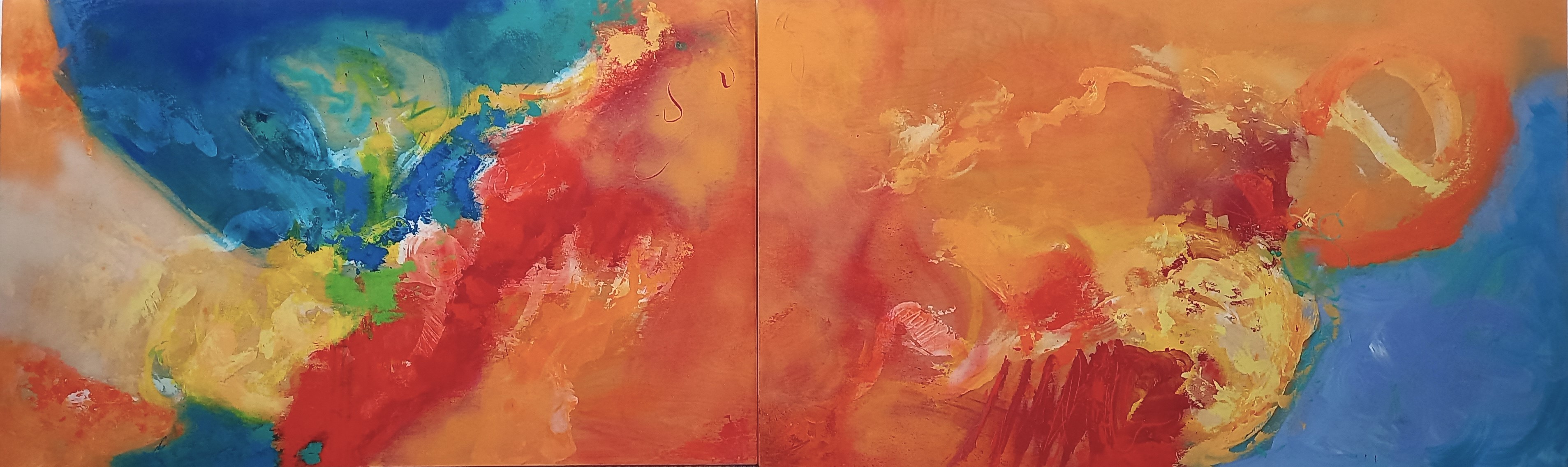 Colorful acrylic abstract painting 'Travelling Again (through Rajasthan)' by UK artist Stella Hidden