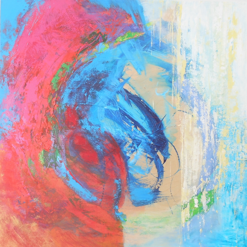 Colorful acrylic abstract painting 'Toward Peace - Eden' by UK artist Stella Hidden