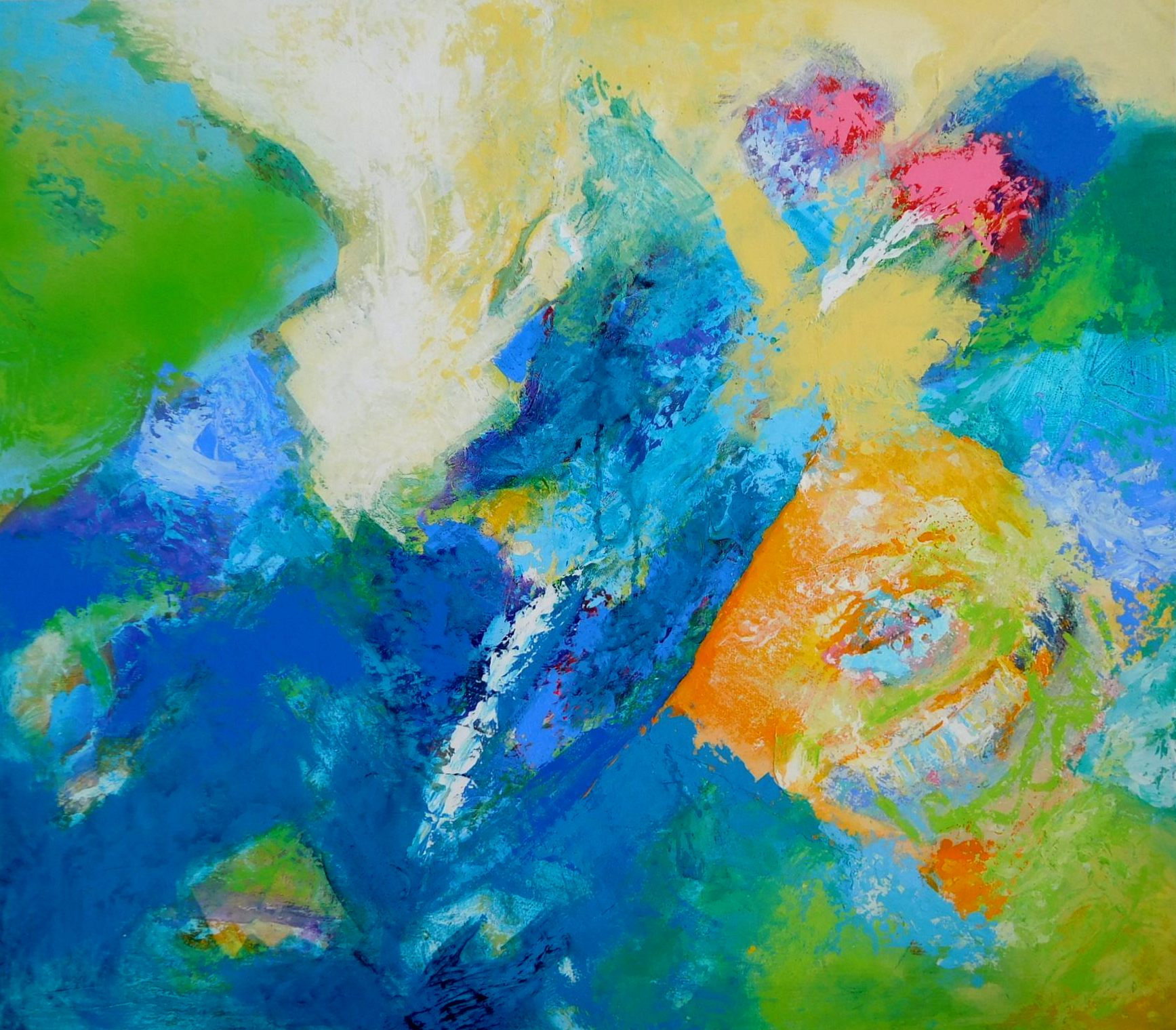 Colorful acrylic abstract painting 'A Wander Through Time' by UK artist Stella Hidden