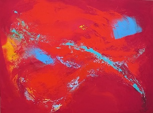 Colorful acrylic abstract painting 'Let's Dance' by UK artist Stella Hidden