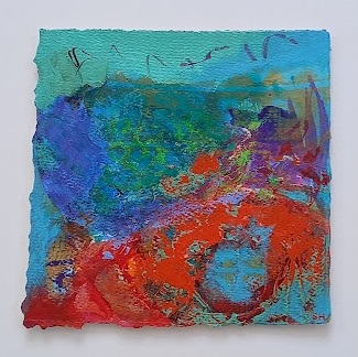 Colorful acrylic abstract painting 'Our World' by UK artist Stella Hidden